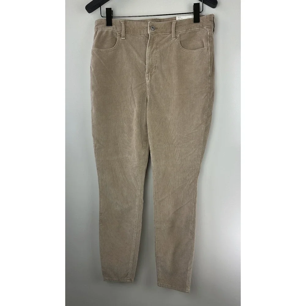 NWT AE Stretch High Waisted Corduroy Jegging Pant American Eagle Tan 14 Long 32w - Picture 2 of 12